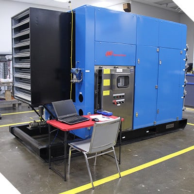 Machinery on the testing line in a Petrotech warehouse